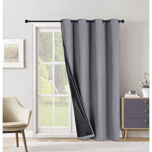 Extra Wide Grommet Blackout Curtain Panel with Black Backing & Grommets 54" x 84"