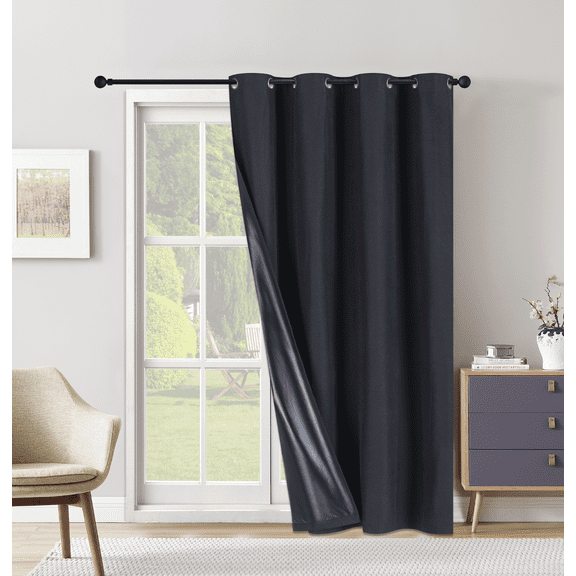 Extra Wide Grommet Blackout Curtain Panel with Black Backing & Grommets 54" x 84"