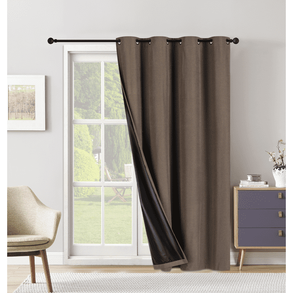 Extra Wide Grommet Blackout Curtain Panel with Black Backing & Grommets 54" x 95"