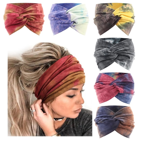 Extra Wide Headbands for Women Large Turban Headband Non Slip Boho Elastic Hairband Hair Twisted Knot Head Bands Accessories