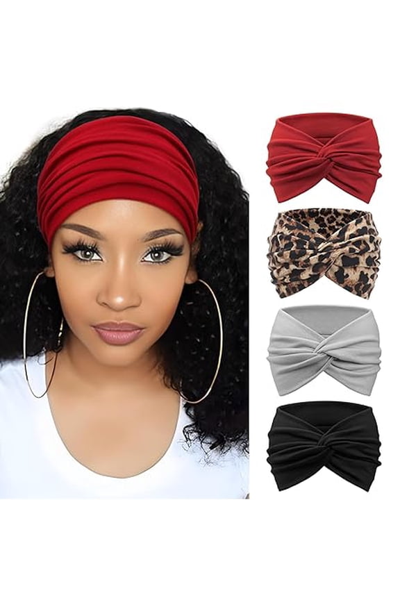 Extra Wide Headbands for Women Large Turban Headband Non Slip Boho Elastic Hairband Hair Twisted Knot Head Bands Accessories