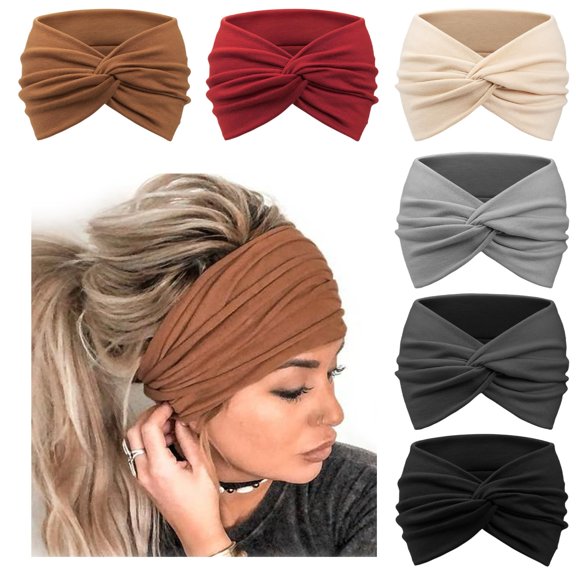 Extra Wide Headbands for Women Large Turban Headband Non Slip Boho Elastic Hairband Hair Twisted Knot Head Bands Accessories ﻿ ﻿ ﻿ ﻿
