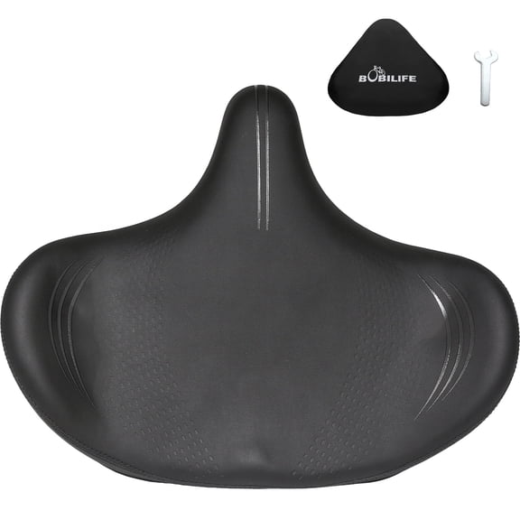 Extra Wide Large Bike Seat - Oversized Bicycle Saddle Replacement, Comfort for Peloton Exercise Stationary Mountain Bikes, with a Rainproof Sun Protection Cover