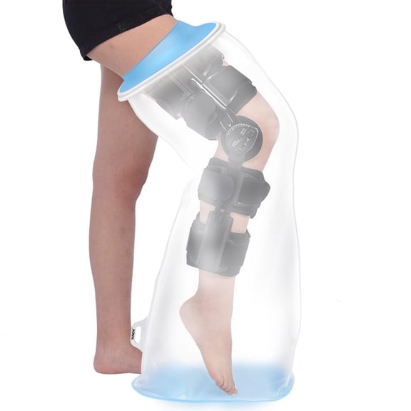 Extra Wide Leg Cast Cover for Shower after Knee Surgery with Non-Slip Bottom Reusable Large Shower Boots