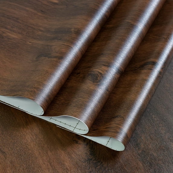 Extra Wide Light Wood Grain Paper Tan Walnut Textured Peel Stick Wallpaper Air Guide Slot Design Matte Thick Self-Adhesive Furniture Stickers Vinyl Decorative Film