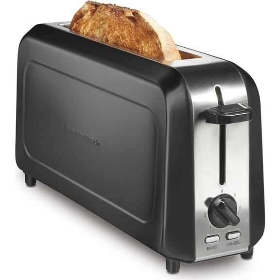 Extra Wide Long Slot 2 Slice Toaster, Browning Control With 7 Shades, Bal Function, Cancel Button & Auto Shutoff, Modern Slim Design Fits Any Space, Black (22989)