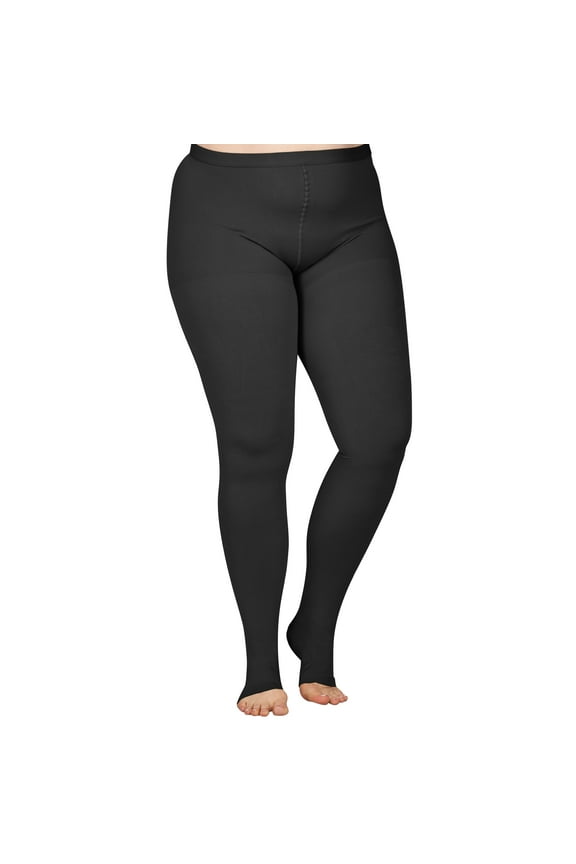 Extra Wide Maternity Tights 20-30 mmHg for Varicose Veins - Black, 4X-Large