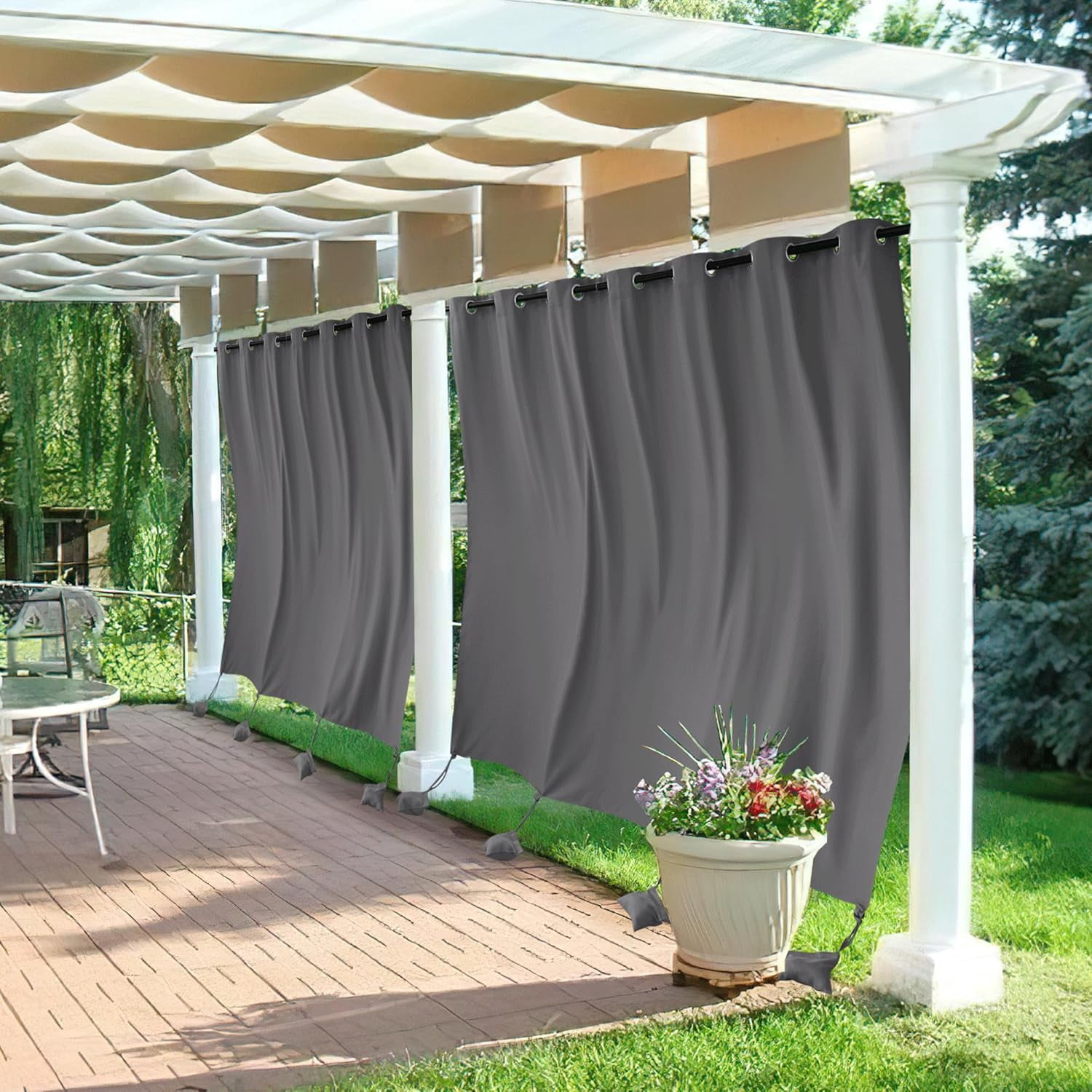 Extra Wide Outdoor Curtains Windproof, Blackout Waterproof Privacy