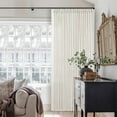 thumbnail image 1 of Extra Wide Pinch Pleat Linen Curtains 108 Inches Long for Living Room Sliding Glass Door 70 Inch Wide Semi Sheer Curtain Cream Ivory Boho Pleated Drape Hooks Rings 70x108 Large Window Curtain 1 Panel, 1 of 16