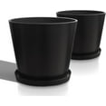 thumbnail image 1 of Extra Wide Planter Outdoor Indoor, Large Resin Plant Pots for Trees Flowers (Black, 20 inch - 2 Pack), 1 of 11