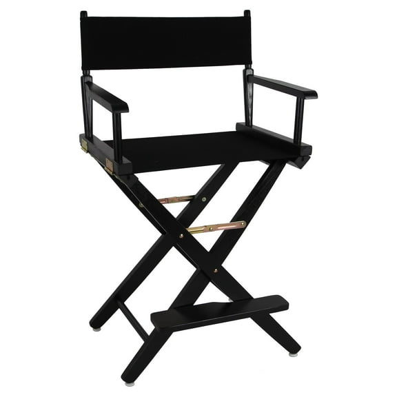 "Extra-Wide Premium 24" Directors Chair Natural Frame W/Black Color Cover"