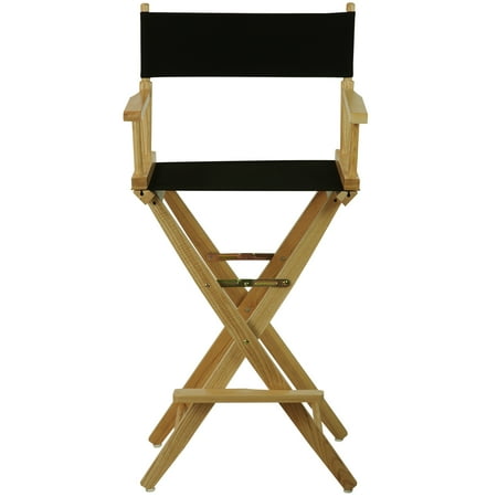 Extra-Wide Premium 30" Directors Chair Natural Frame W/Black Color Cover