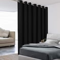 thumbnail image 1 of Extra Wide Room Divider Curtain Total Privacy Wall Noise Reducing Blackout Curtains for Patio Sliding Glass Door, 15ft Wide x 8ft Tall, 1 Panel, Black, 1 of 5