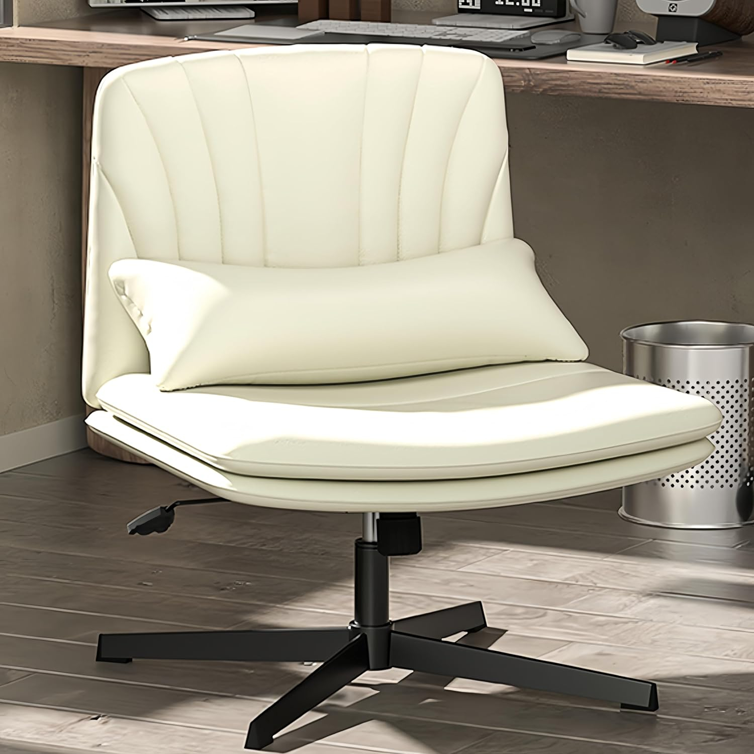 Extra Wide Seat Criss Cross Legged Office Chair with Lumbar Support