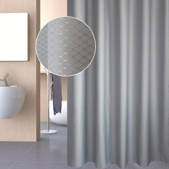 Extra Wide Shower Curtain 108 x 72, Solid Gray Waffle Weave Fabric Shower Curtain for Bathroom,, Heavyweight, Water-Repellent 108inch Wide by 72inch Long