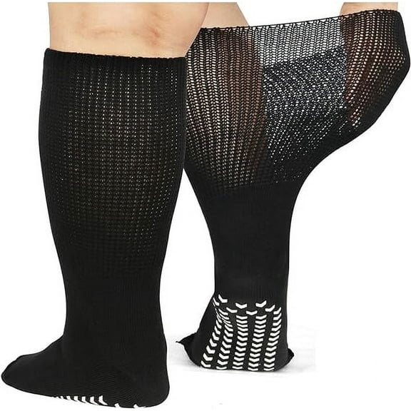 Extra Wide Socks for Swollen Feet,Soft Stretch up to 30" Seniors Diabetics Socks for Men Women,Non Slip Non Binding Diabetic Hospital Edema Socks Women,Cast Lymphedema Socks