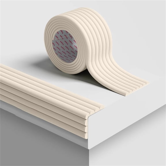 Extra-Wide Soft Rubber Foam padding, Furniture,Sharp Edge Safety Corner Edge Bumper,Edge Protector, Self-Adhesive Traction Treads for Stair Steps,78.74 In,Beige