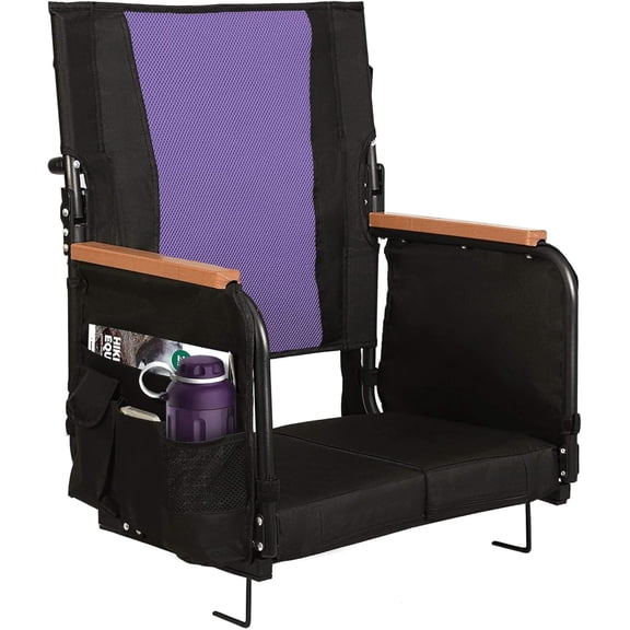Extra Wide Stadium Seats with Back Support Bleacher Chairs with Back and Cushion Padded Portable Fording Bleacher Seat with Armrests Cup Holder and Storage Pockets Pack)