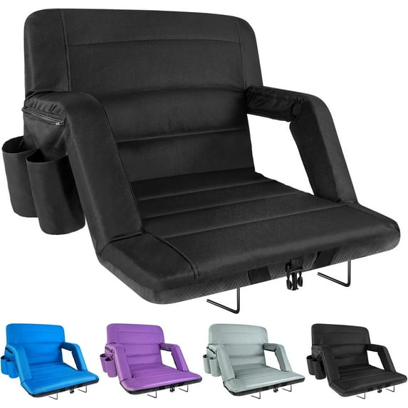 Extra Wide Stadium Seats with Back Support Pack Bleacher Chairs with Back and Cushion Folding Stadium Chairs Reclining Positions Bleacher Seats (Extra )