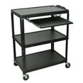 thumbnail image 1 of Extra Wide Steel Adjustable Height AV Cart With Pullout Keyboard Shelf, 1 of 4