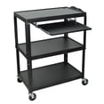 thumbnail image 1 of Luxor AVJ42XLKB Extra-Large Steel AV Cart with Adjustable-Height, Pullout Keyboard Tray, 3 Shelves, 24" to 42" Height, Black, 1 of 4
