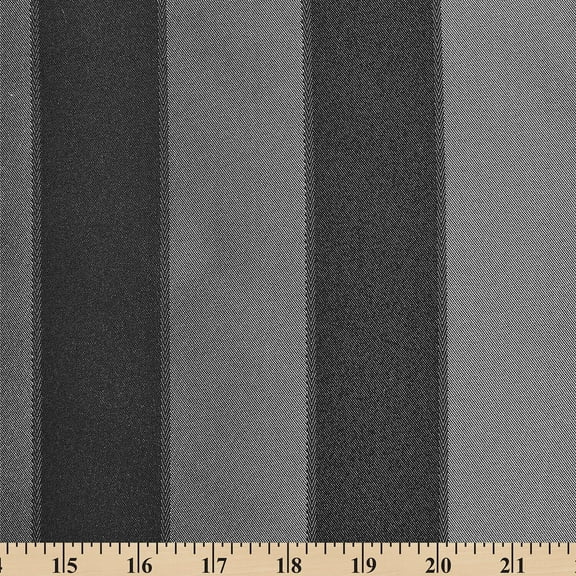Extra Wide Striped Upholstery Jacquard 100% Polyester 118" Fabric By The Yard - Black / Silver