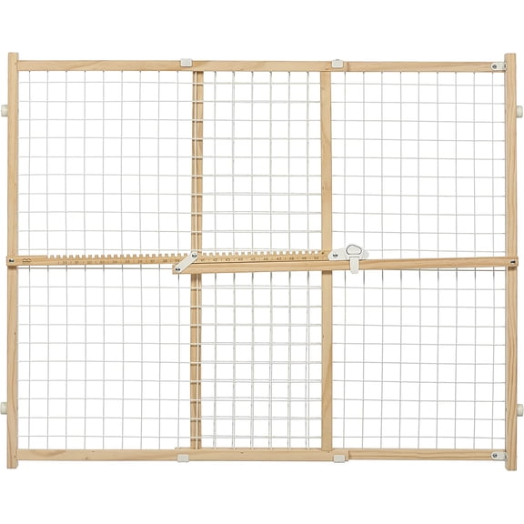 Extra-Wide Swing Pet Safety Gate, Dog Gate Expands From 50.25 - 94 Inches Wide, 24-inches Tall, Natural Wood