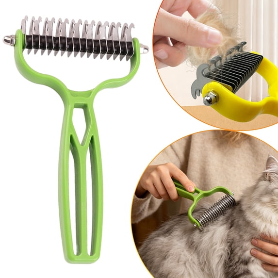 Extra-Wide Undercoat Rake, Double-Sided Dematting Deshedding Tool, Professional Grooming Comb for Long Haired Dogs and Cats