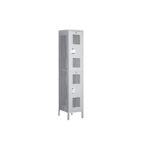 Extra Wide Vented Metal Locker-Double Tier-1 Wide -Gray-Unassembled