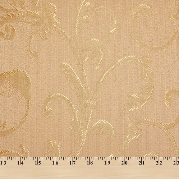 Extra Wide Vine Upholstery Jacquard 100% Polyester 118" Fabric By The Yard - Gold / Gold
