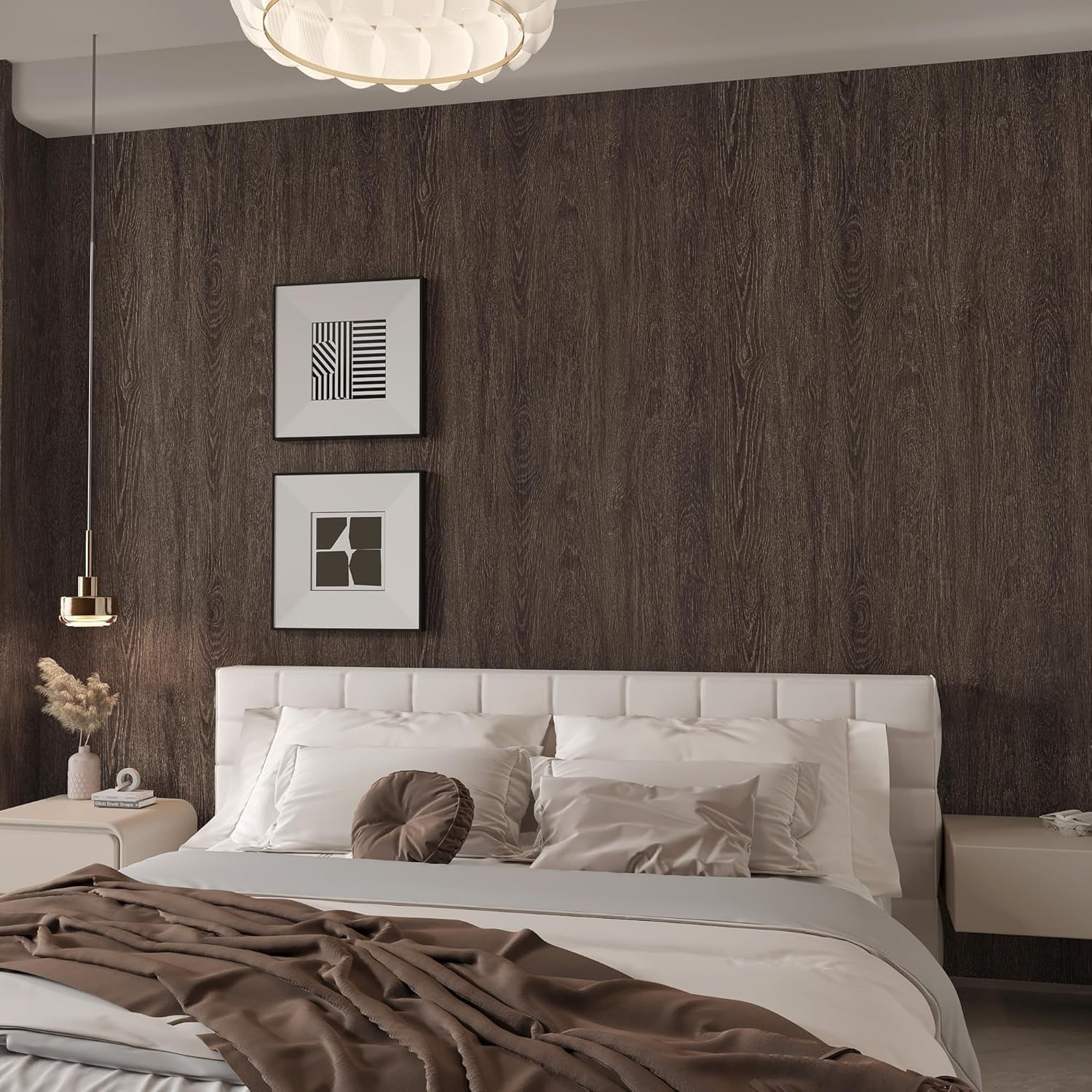 Walnut Paper Extra Wide Walnut Wood Wallpaper Dark Wood Grain Vinyl Wrap Walnut ...