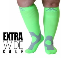 Extra Wide Women and Mens Compression Socks 20-30mmHg - Neon Green, 4X-Large