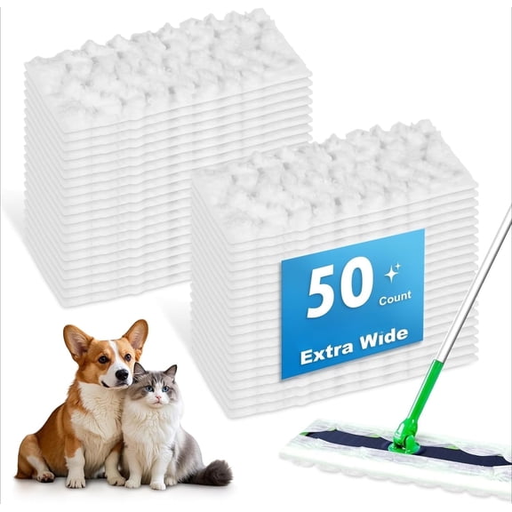Extra Wide XL Dry Sweeping Cloths for Sweeper , 50 Count Pet Heavy Duty Unscented Refills