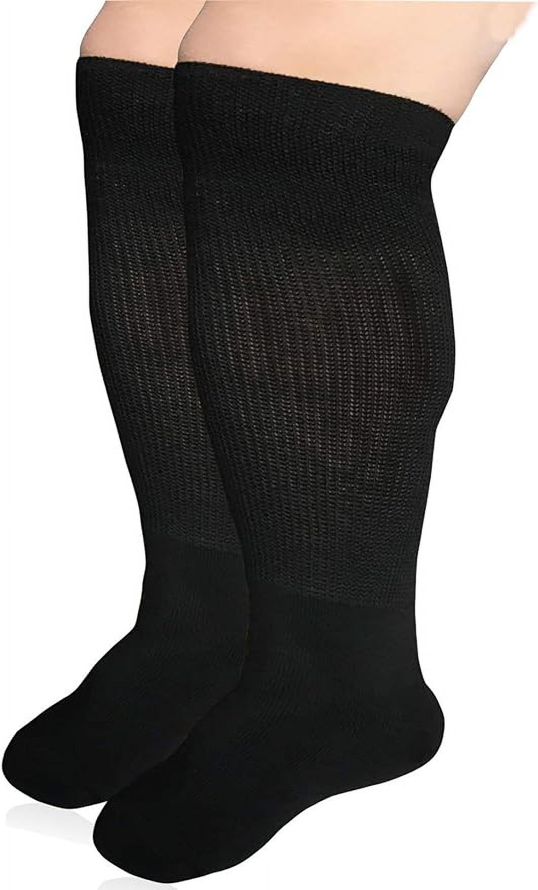 Extra Width Diabetic Socks for Lymphedema, Bariatric Non Binding Knee High Sock for Swollen