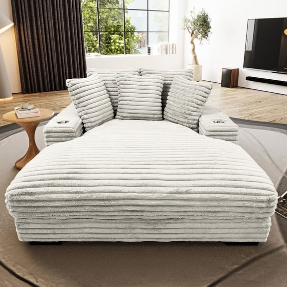 Extra - large - Comfortable seating with cupholders and charging ports - Bedroom retreat - Plush modern sofa