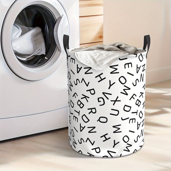 Extra-large Foldable Laundry Basket with Handle - Modern Round Storage Box, Suitable for Clothes, Toys and Household Items, Made of Durable Polyester Material, with Easy-to-grip Handle Design