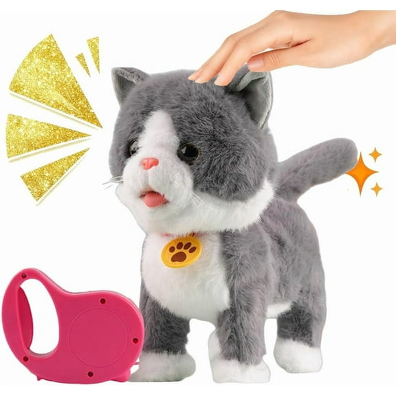 Extra large Lifelike Robot Cat ToyInteractive Robot with Touch Sensing, Voice Mimicry, Licking Motion, Soft Fur, USB charging | Perfect for Kids(Style B 1 PCS)