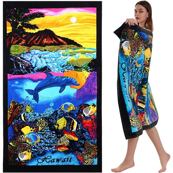 Extra-large cotton beach towel, 101.6cm X 177.8cm thick pool towel with strong water absorption, XL soft plush beach towel suitable for adults, men, and women