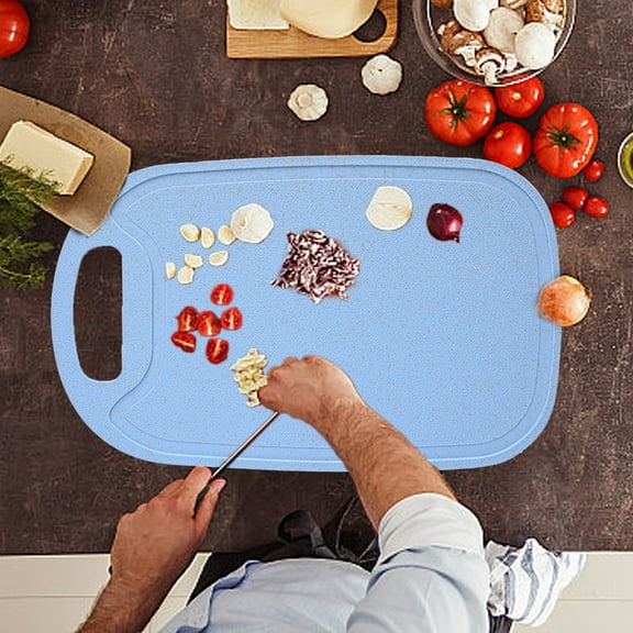 Extra-large double-sided plastic cutting board with non-slip grip and grinding area