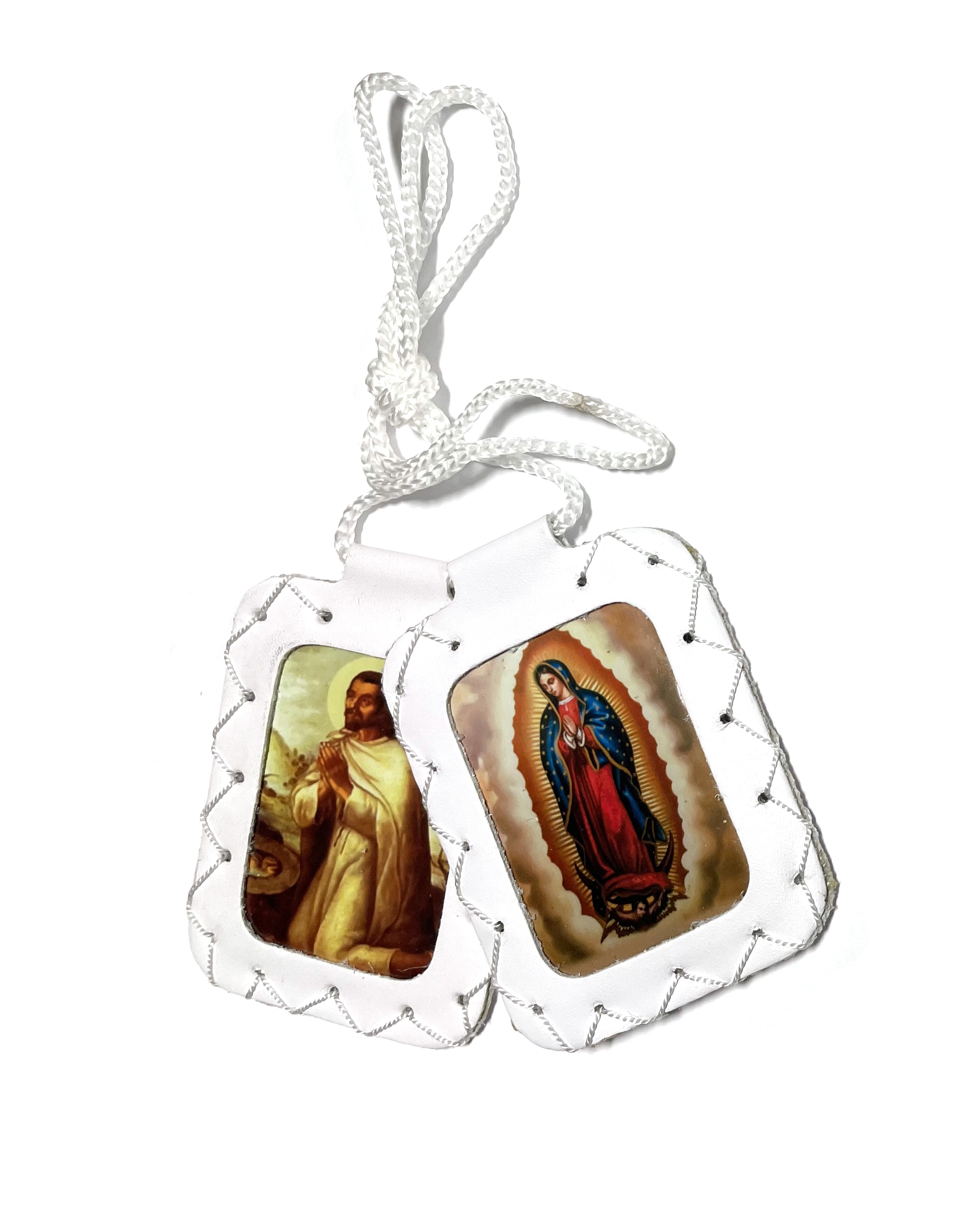 LUCES DE MARIA Extra large leather scapular, Escapulario de cuero extra grande
