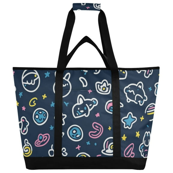 Extra-large wide opening design capacity hand-held ice pack, thickened insulation layer for long-lasting cold retention for outdoor shopping, picnics and camping. Adorable Pattern Space