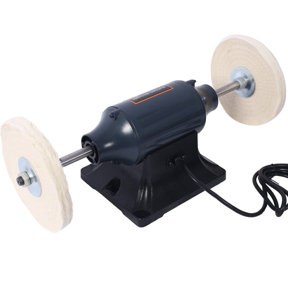 Extra long 8-Inch Electric Polisher Benchtop Buffer Grinder -4 Pole motor; Includes 4PCs 80Ply Thic Buffing Wheels Ideal Benchtop Buffing Machine for Polishing Metal, Jewelry, Knives, Wood, Jade,etc