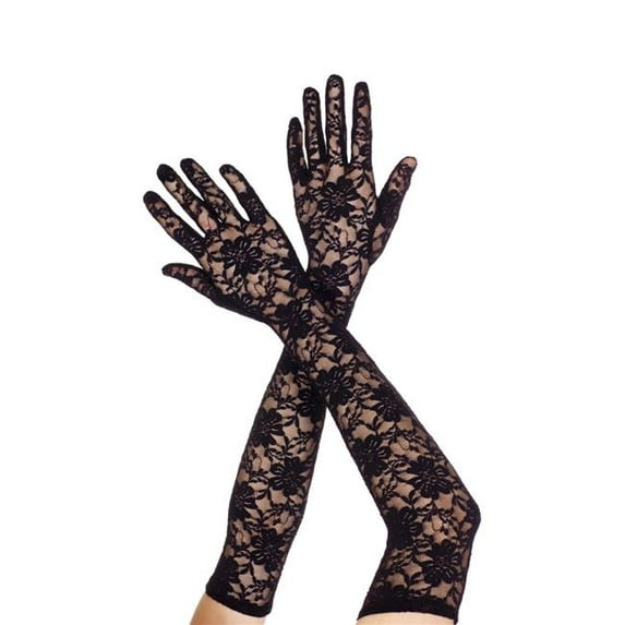 Extra long lace gloves 464-BLACK