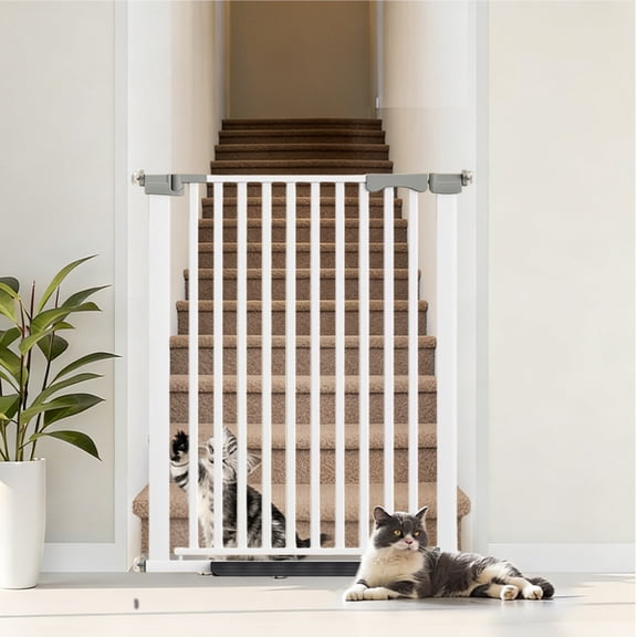Extra tall cat door (41 inches), 30-32 inch wide auto-closing pet door with extension kit; drill-free pressure-install dog door suitable for living rooms, hallways, and studies.