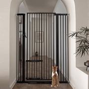 Pet Gate,Domipet 55.1 inch Extra Tall Dog Gate,29.5''-40.6''Wide with Cat Door,Pet Gate for Doorway Stairs,Black
