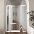 thumbnail image 1 of Pet Gate with Cat Door,Domipet 55.1 inch Extra Tall Dog Gate,29.5''-40.6''Wide Gate Pressure Mounted Full Door Pet Gate for Doorway Stairs,White, 1 of 7