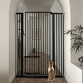 thumbnail image 1 of Pet Gate,Caveen 55.1 inch Extra Tall Dog Gate,29.5''-40.6''Wide with Cat Door,Pet Gate for Doorway Stairs,Black, 1 of 7
