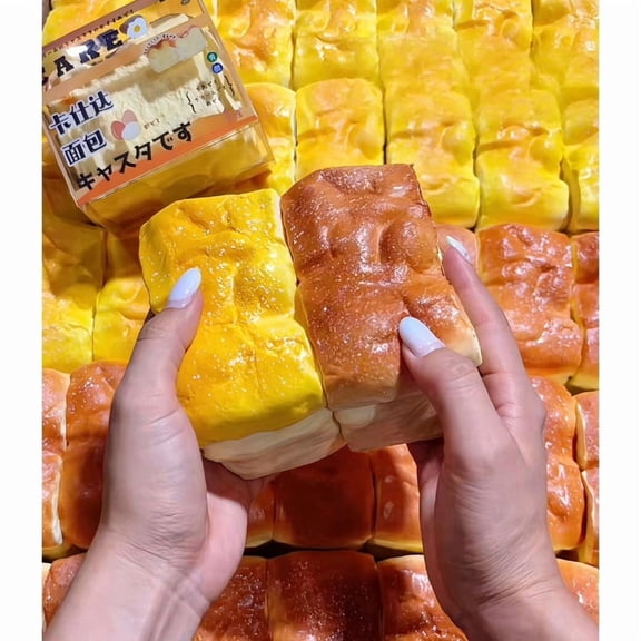 Extra thick Custard Bread Squeeze toys Super Soft Slow Rising, Stress Relief Fidget Toy, Realistic Sugar, Thick & Durable w/ PVC Gift Box