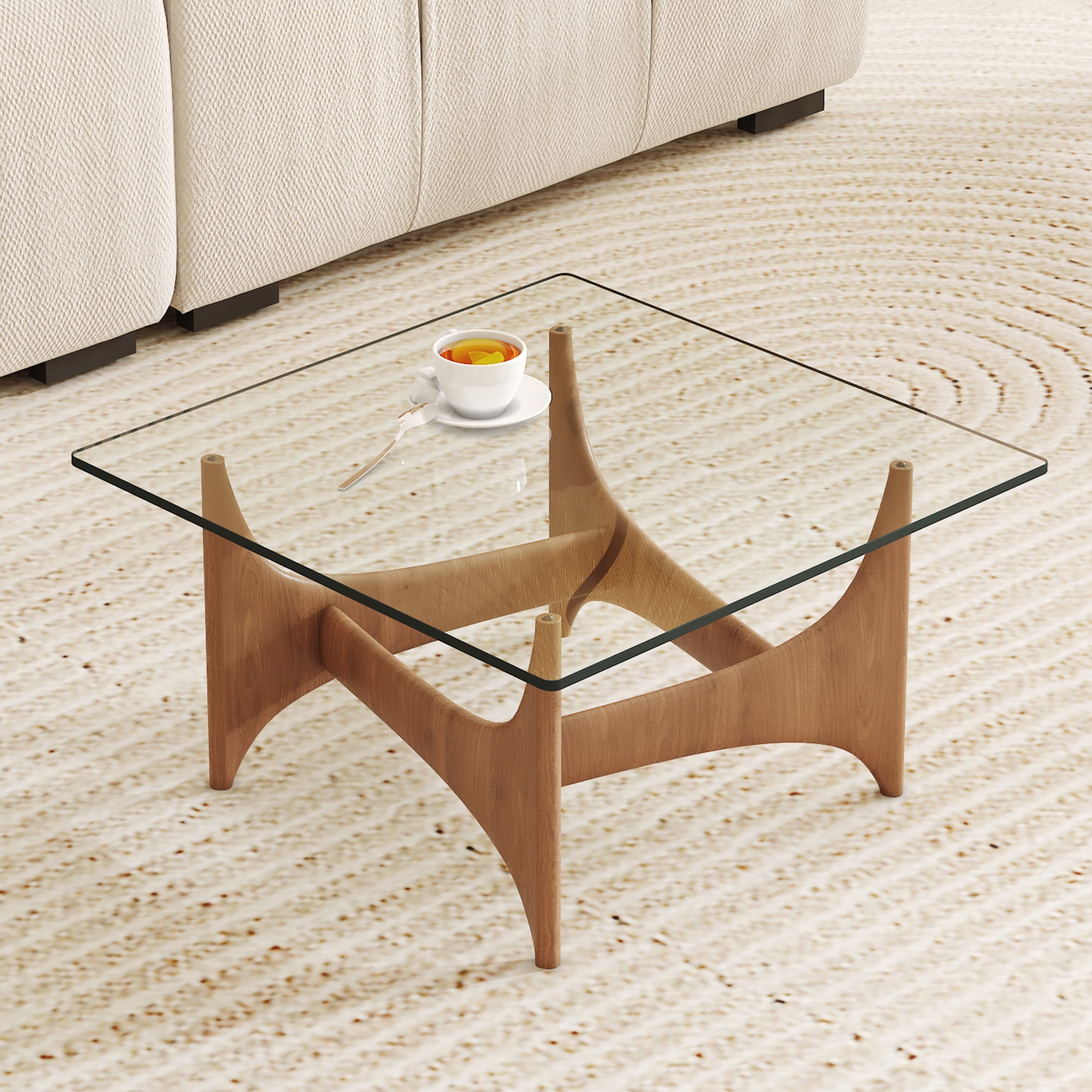 ExtraLco 20 inch Square Clear Tempered Glass Table Top, Heat Resistant ...