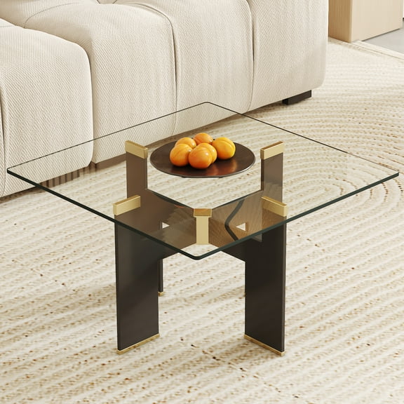 ExtraLco 24 inch Square Clear Tempered Glass Table Top, Heat Resistant Glass for Kitchen Table